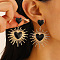 Alloy Dangle Stud Earrings, Golden, Heart, 50mm
