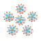 Handmade Lampwork Beads, Bumpy Flat Round with Flower, Sky Blue, 18.5~20x10~11mm, Hole: 1mm