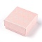Cardboard Jewelry Set Boxes, Square, Misty Rose, 7.5x7.5x3.5cm