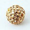 Round Grade A Pave Disco Ball Beads, Polymer Clay Rhinestone Beads, Light Peach, PP14(2~2.1mm), 10mm, Hole: 1.2~1.7mm