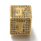 Brass Cubic Zirconia Beads, Cadmium Free & Nickel Free & Lead Free, Letter J, Square, Letter J, 9.5x9.5x9.5mm, Hole: 6mm