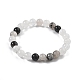 Natural Tourmalinated Quartz/Black Rutilated Quartz Stretch Beaded Bracelets&nbsp;G-A185-01J-3