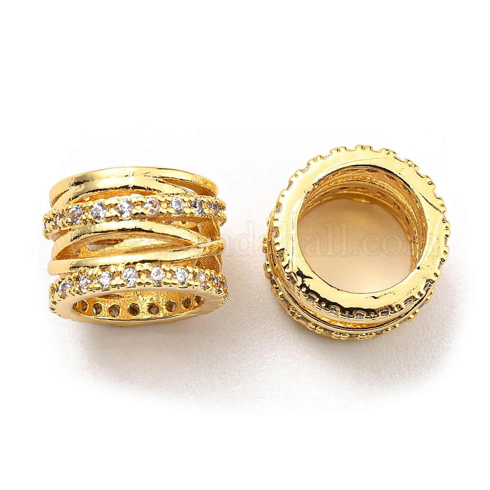 Wholesale Rack Plating Brass Micro Pave Cubic Zirconia European Beads ...