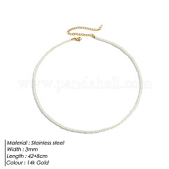 Elegant High-Quality Non-Fading Round Shell Pearl Beaded Heart Pendant Necklaces for Women, White, 16.54 inch(42cm)