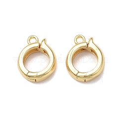 Rack Plating Brass Fold Over Clasps, Cadmium Free & Lead Free, Long-Lasting Plated, Real 18K Gold Plated, 14x11x3.5mm, Hole: 1.6mm
