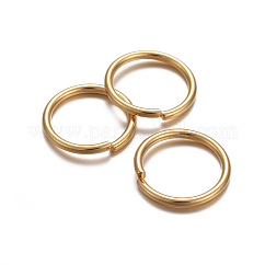304 Stainless Steel Open Jump Rings, Round, Real 24K Gold Plated, 12x1.2mm, 17 Gauge, Inner Diameter: 9.5mm