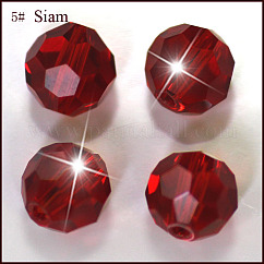 Imitation Austrian Crystal Beads, Grade AAA, K9 Glass, Faceted(32 Facets), Round, Dark Red, 8mm, Hole: 0.9~1.4mm