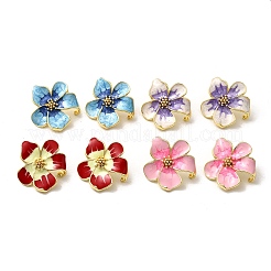 Brass Enamel Flower Stud Earrings&nbsp;EJEW-P322-03G