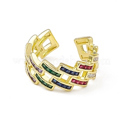 Cubic Zirconia Rhombus Open Cuff Ring&nbsp;RJEW-I091-01G