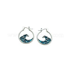 Alloy Enamel Hoop Earrings&nbsp;WG726C2-01