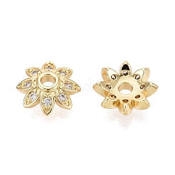 Brass Micro Pave Clear Cubic Zirconia Bead Caps&nbsp;KK-Q071-06G-02
