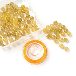 100Pcs 8mm Natural Gold Rutilated Quartz Round Beads&nbsp;DIY-LS0002-49