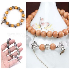 100Pcs Tibetan Style Alloy Flat Round Beads&nbsp;TIBEB-HY0001-08