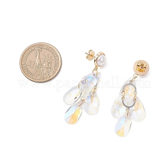 Faceted Teardrop Glass Dangle Stud Earrings&nbsp;EJEW-TA00734