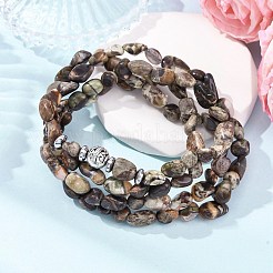 Alloy & Natural Wealth Stone Nuggets Beaded Stretch Bracelets for Men Women&nbsp;BJEW-JB12568
