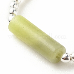 Natural Taiwan Jade Column Beaded Finger Ring with Synthetic Hematite&nbsp;RJEW-JR00461-01