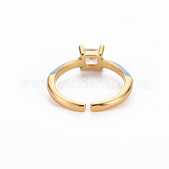 Brass Enamel Cuff Rings&nbsp;RJEW-T016-32F-NF