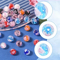 32Pcs 8 Colors Handmade Luminous Inner Flower Lampwork Beads&nbsp;LAMP-FS0001-34