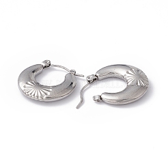 Tarnish Resistant 304 Stainless Steel Croissant with Flower Hoop Earrings for Women&nbsp;EJEW-G314-15P