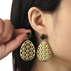 Ion Plating(IP) 304 Stainless Steel Teardrop Dangle Stud Earrings&nbsp;EJEW-K269-09G