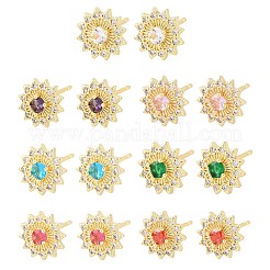 Brass Micro Pave Cubic Zirconia Stud Earrings for Women&nbsp;KK-A305-04G