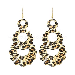 Teardrop Leopard Print Alloy Dangle Earrings for Women&nbsp;EJEW-K304-02G