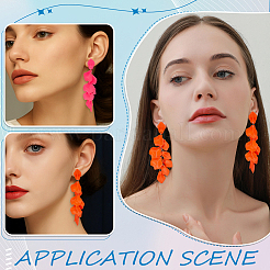 2 Pairs 2 Colors Alloy Acrylic Dangle Stud Earrings&nbsp;EJEW-AR0001-14