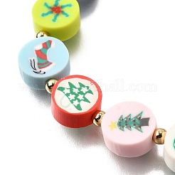 Handmade Polymer Clay Christmas Theme Beaded Stretch Bracelets for Women&nbsp;BJEW-TA00655