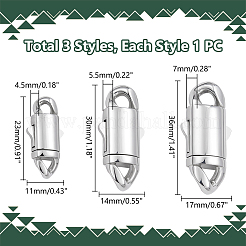 3Pcs 3 Styles 304 Stainless Steel Snap Lock Clasps&nbsp;STAS-UN0053-39