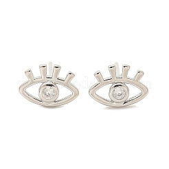 Brass Micro Clear Cubic Zirconia Eye Stud Earrings&nbsp;EJEW-S252-02P