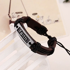 Adjustable Cowhide Cord Bracelets for Men&nbsp;BJEW-PW0001-02