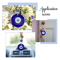 4Pcs 4 Styles Flat Round with Evil Eyes Handmade Lampwork Pendant Decoration&nbsp;HJEW-FH0001-68