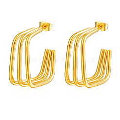 Fashionable 304 Stainless Steel Multi-layer Square Stud Earrings&nbsp;EZ9487