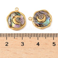 304 Stainless Steel Pave Natural Paua Shell Pendants&nbsp;STAS-F319-02A-G01