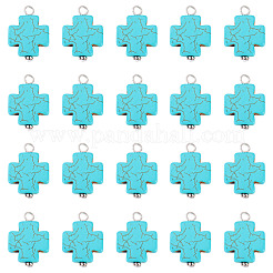20Pcs Dyed Synthetic Turquoise Pendants&nbsp;PALLOY-TADJ00005