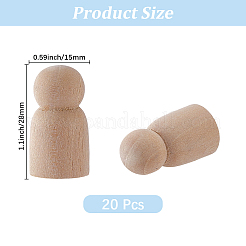10Pcs Unfinished Wood Puppet&nbsp;WOOD-GF0002-42A