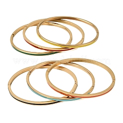 304 Stainless Steel Enamel Hinged Bangles for Women&nbsp;BJEW-D408-39G