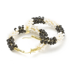 Porcelain Beads Braided Big Hoop Earrings for Women&nbsp;sgX1-EJEW-C003-01A-RS