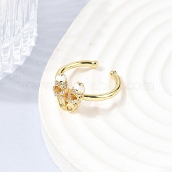 Brass Micro Pave Cubic Zirconia Cuff Open Rings for Women&nbsp;RJEW-B160-08G-02