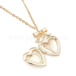 Alloy Bowknot Heart Locket Pendant 304 Stainless Steel Cable Chain Necklaces for Women&nbsp;NJEW-JN05904