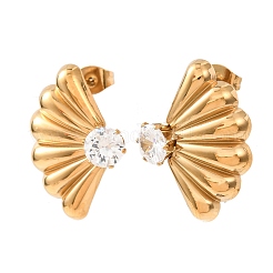 304 Stainless Steel Micro Pave Cubic Zirconia Stud Earrings&nbsp;EJEW-D367-02G