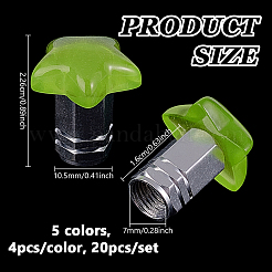 20Pcs 5 Colors Resin Star & Aluminium Alloy Tire Valve Stem Caps&nbsp;HJEW-NB00310