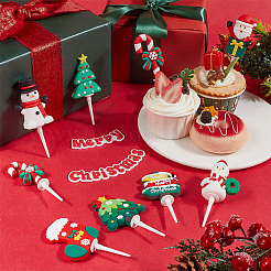 24Pcs 12 Styles Christmas Plastic Cake Toppers&nbsp;AJEW-SC0003-53A