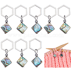 10Pcs Abalone Shell/Paua Shell Pendant Locking Stitch Markers&nbsp;AJEW-BC00021