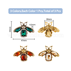 3Pcs 3 Colors Rhinestone Bee Brooch Pin&nbsp;JEWB-FH0001-28