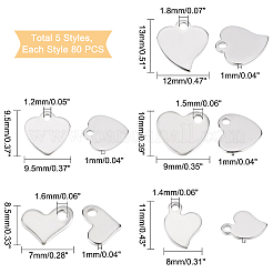 400Pcs 5 Style 304 Stainless Steel Charms&nbsp;STAS-DC0004-08
