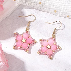 Dyed Natural Yellow Jade Dangle Earrings&nbsp;EJEW-JE06238-04