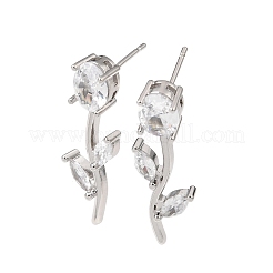 Brass Micro Pave Cubic Zirconia Stud Earrings&nbsp;KK-CBA8324-20P-05