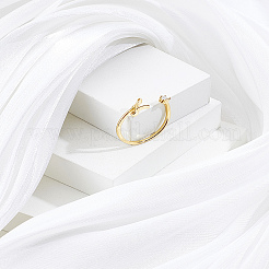 1Pc Letter Brass Rhinestone Open Cuff Rings for Women&nbsp;AJEW-LP0004-47L-G