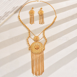 Iron Hollow Round Tassels Earrings & Necklaces Sets for Women&nbsp;RX4513